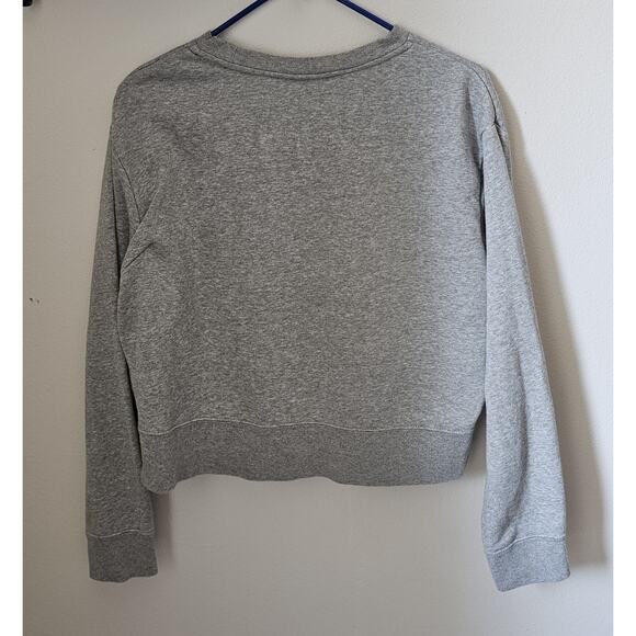 Nike Women's Cropped Sweatshirt Grey Size L Embroidered Cross-stitch - Picture 2 of 3